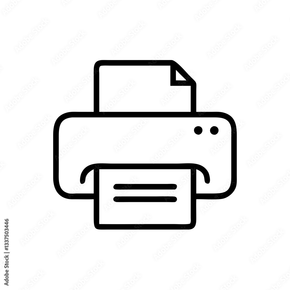 Printer icon showing document printing in minimalistic style Printer icon showing document printing in minimalistic style