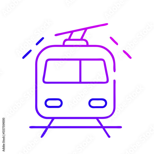 Minimalist electric train illustration in purple and blue colors  