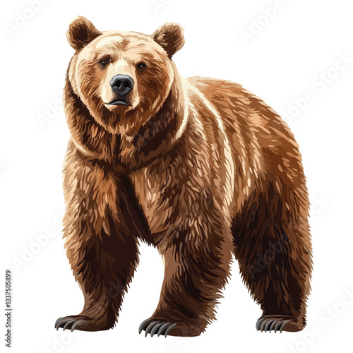 Majestic Grizzly Bear Full Body Illustration Design
