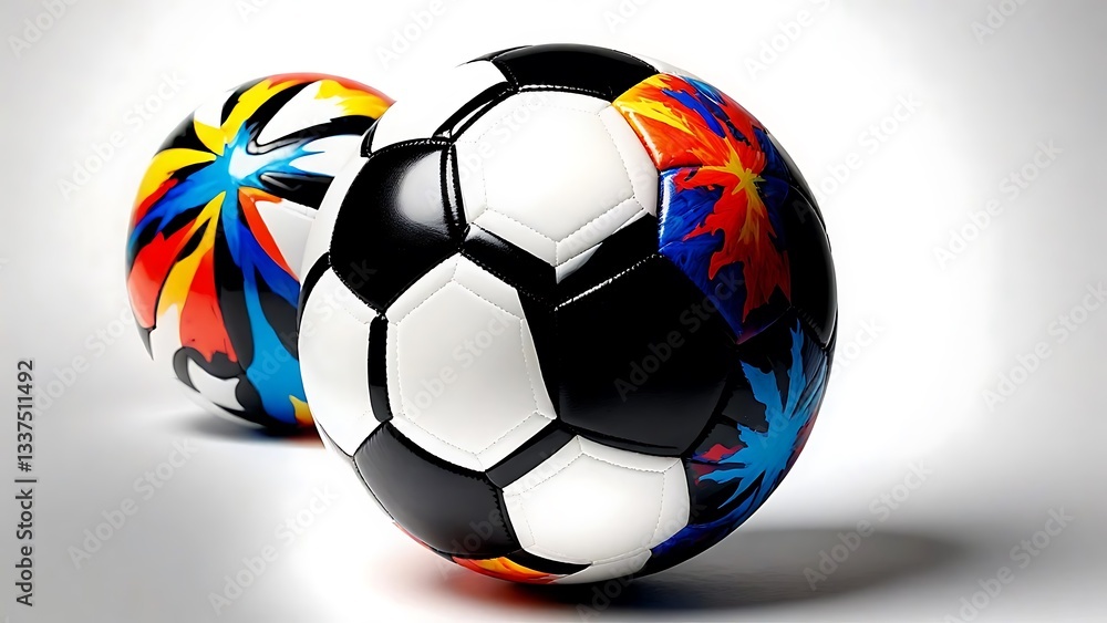 Fototapeta premium Abstract Soccer Ball Designs: Colorful, Modern Footballs