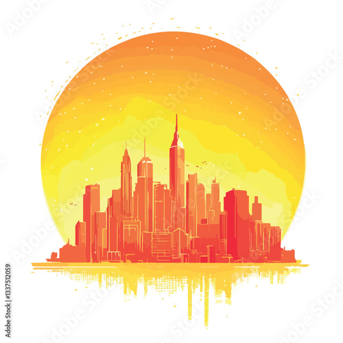 Heatwave Over a City: Intense Sun Causes Global Warming