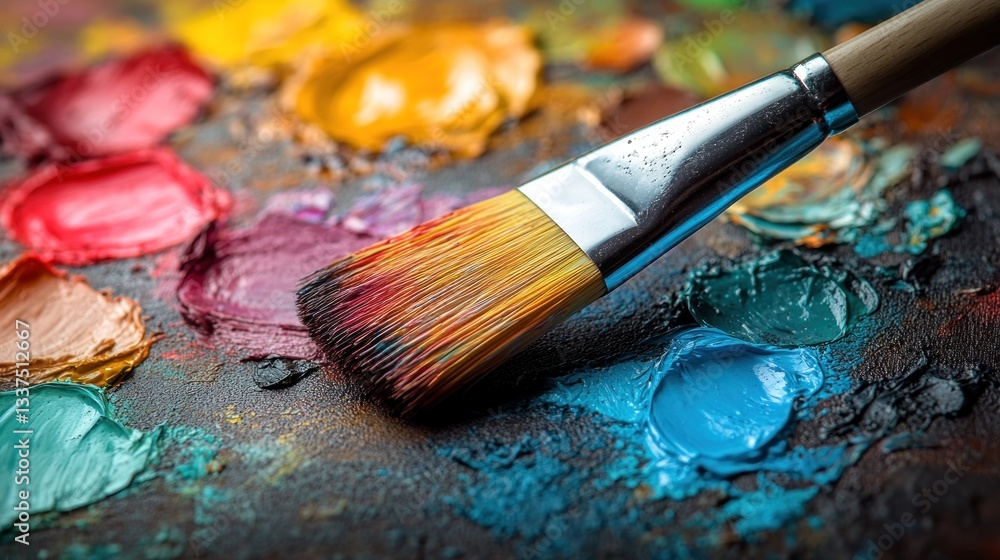 Vibrant Artist's Palette with Paintbrush Vibrant Artist's Palette with Paintbrush