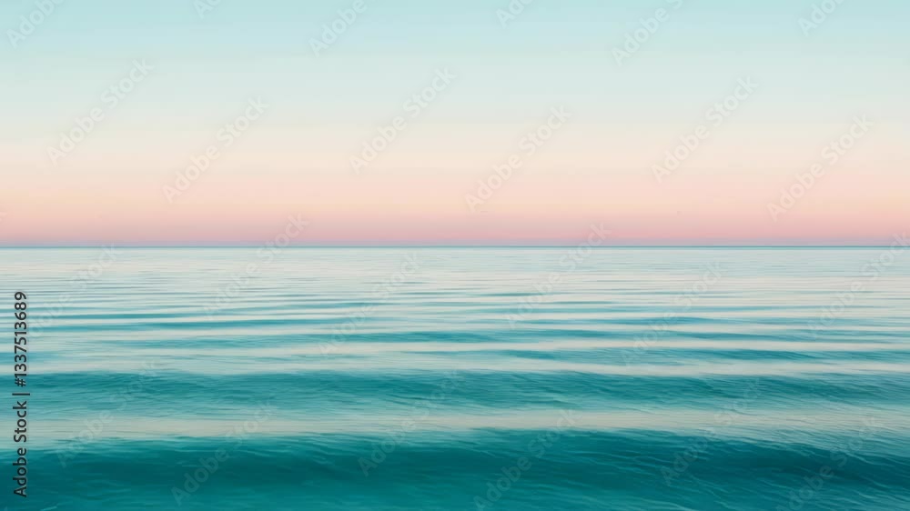Calm ocean waves and pastel sky create a serene coastal atmosphere at sunset near the beach Calm ocean waves and pastel sky create a serene coastal atmosphere at sunset near the beach
