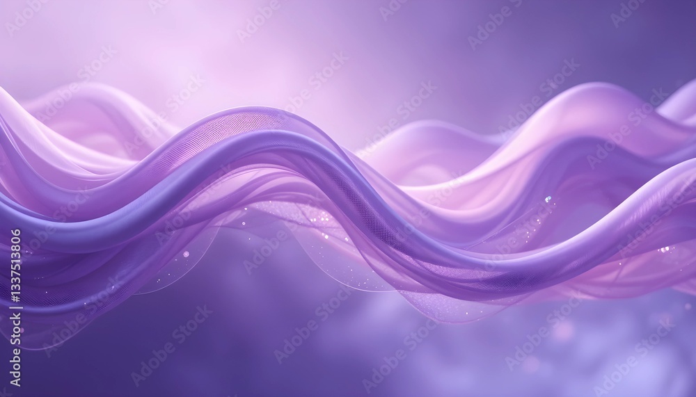 Obraz premium Ethereal abstract background with flowing purple waves and sparkling lights.