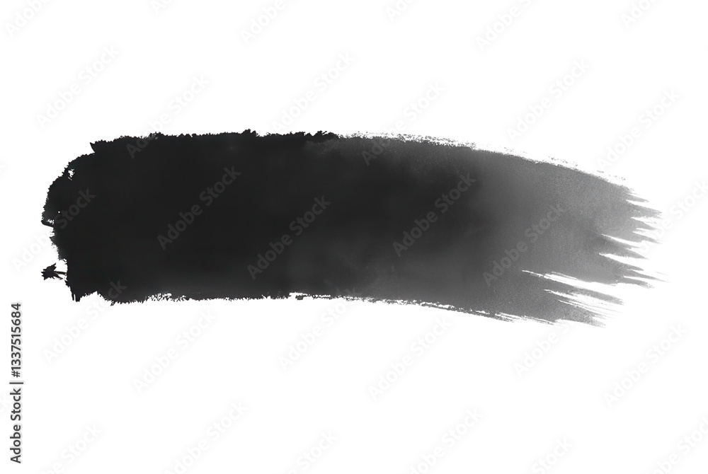Fototapeta premium Black Brush Stroke on Transparent Background for Artistic Use