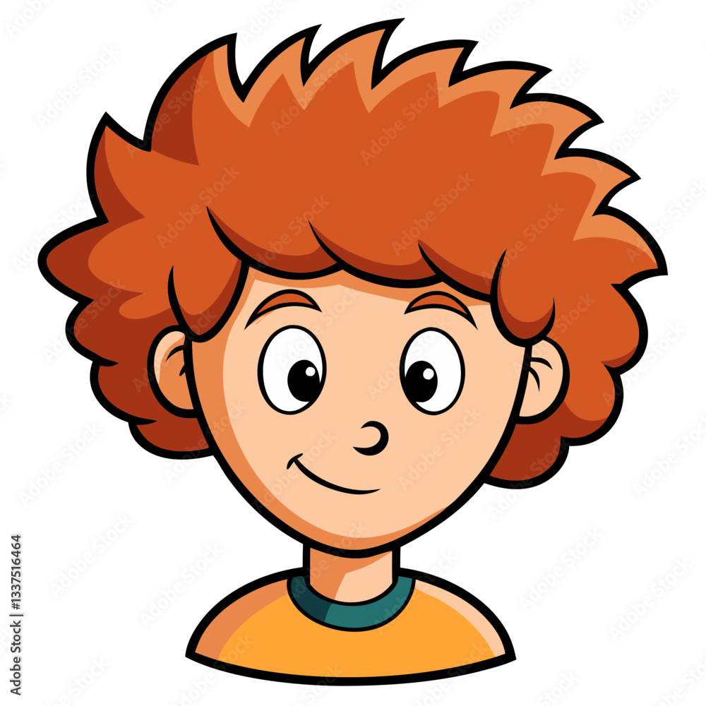 smiling cartoon boy with red curly hair and an orange shirt vector illustration smiling cartoon boy with red curly hair and an orange shirt vector illustration