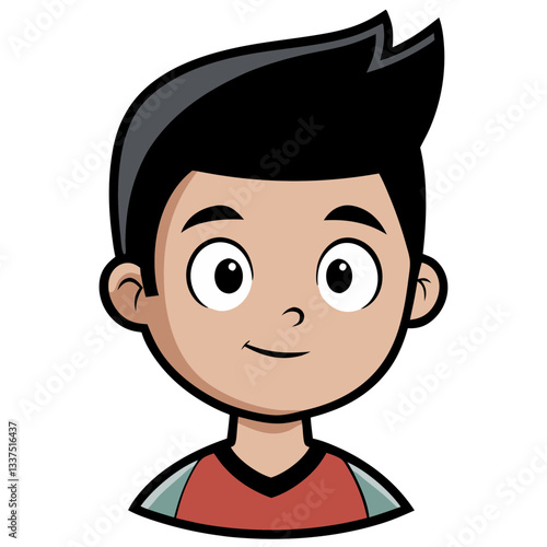 an illustration of a young boy with a friendly smile, and a well-groomed hair style. This image would be great for projects related to children's stories, educational materials, or character design