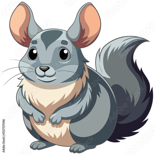 chinchilla vector illustration, small rodent wildlife drawing