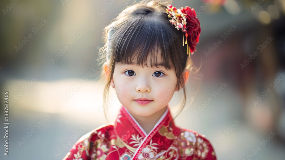 Joyful portrait of a charming chinese child in traditional attire with a subtle smile Joyful portrait of a charming chinese child in traditional attire with a subtle smile