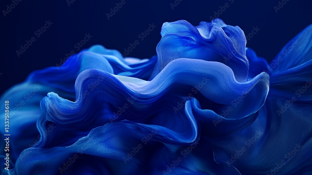 Abstract Blue Fabric Draped in Soft Waves Abstract Blue Fabric Draped in Soft Waves