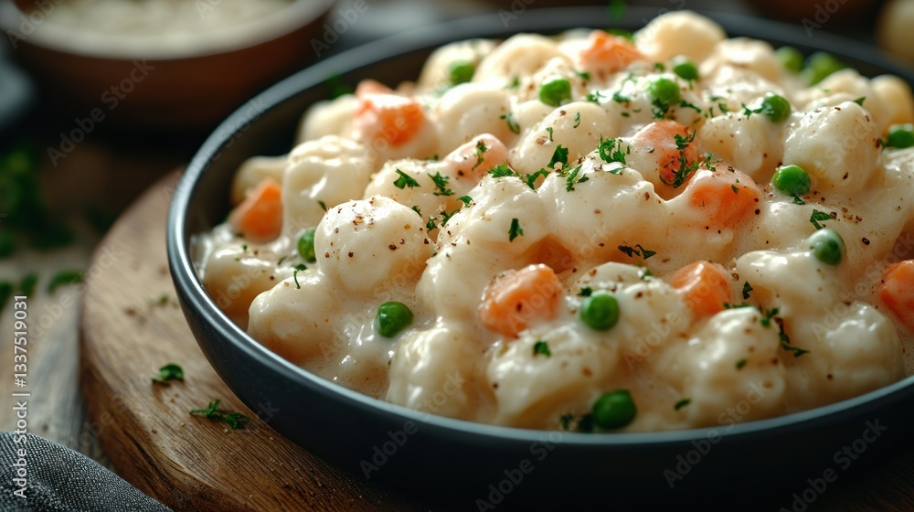 Creamy pasta dish with vegetables Creamy pasta dish with vegetables