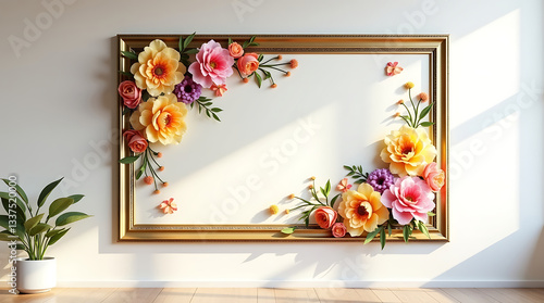 Elegant wooden photo frame showcasing intricate designs, art display