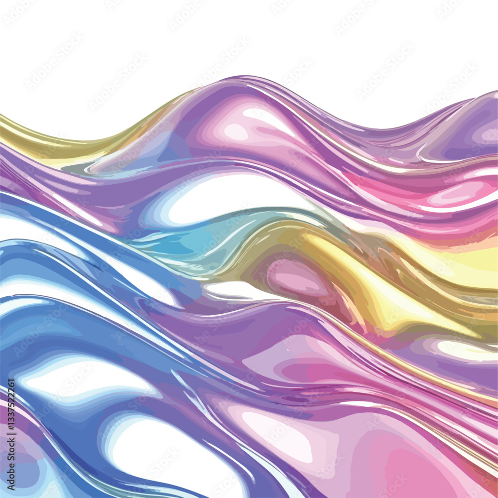 Fototapeta premium Iridescent Abstract Wavy Liquid Surface with Bright Colors