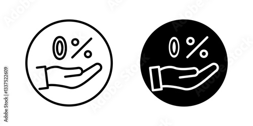 Hand holding up zero percent Icon set, Symbol isolated white background. vector illustration. color editable.