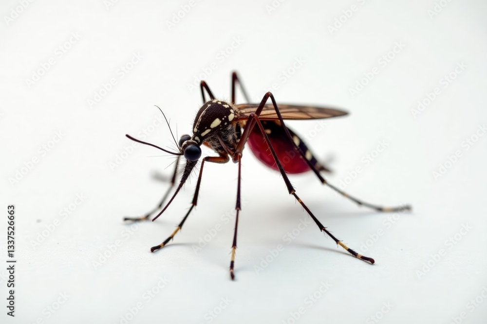 Fototapeta premium Close-up of a mosquito icon on a white background, insect, icon