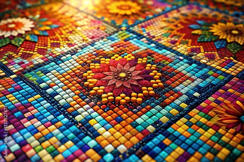 Abstract Pixel Mosaic: Modern Digital Art Background - High Resolution Stock Photo