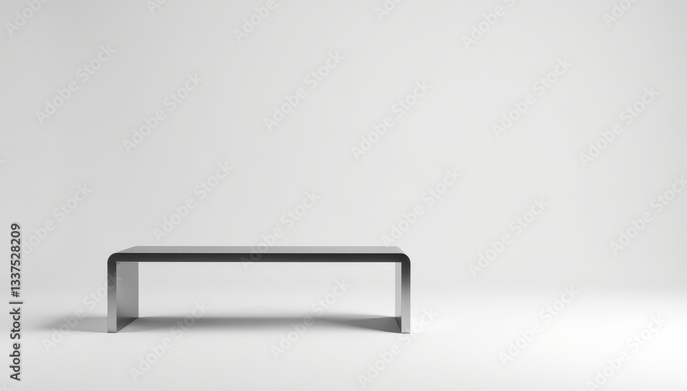 Sleek metal bench, white backdrop Perfect for design projects , photography, white Sleek metal bench, white backdrop Perfect for design projects , photography, white