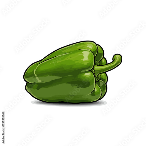 green pepper on white background