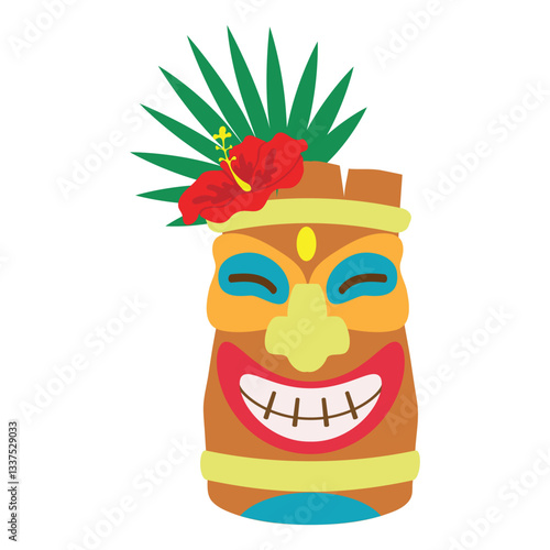 Tiki mask avatar vector cartoon illustration