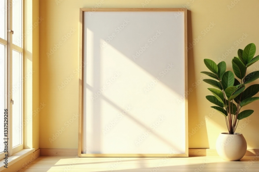 Sunlit beige wall, empty wooden frames Minimalist home decor , sunlight, frames Sunlit beige wall, empty wooden frames Minimalist home decor , sunlight, frames