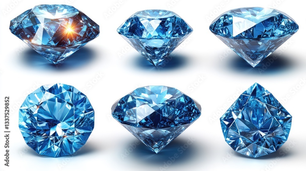 Blue diamonds in various cuts Blue diamonds in various cuts