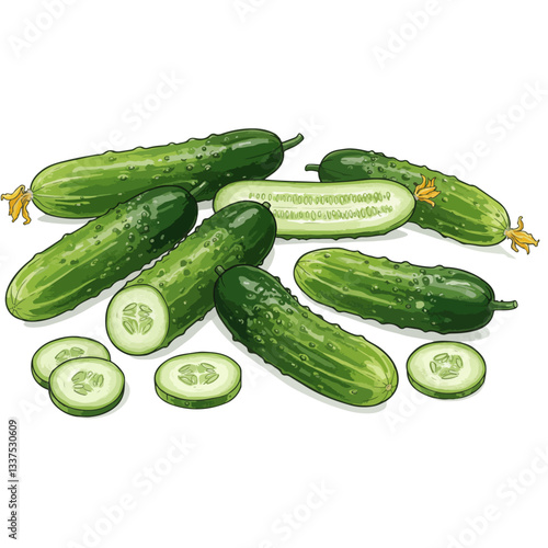 cucumbers on a white background