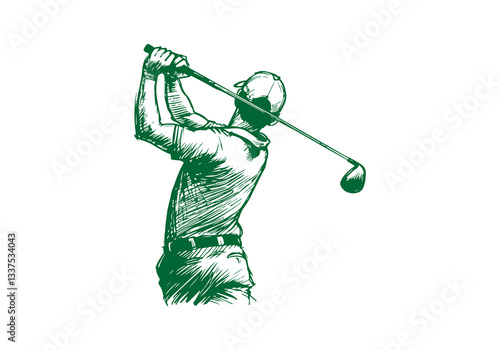 Golf Player hand drawn sketch vector illustration