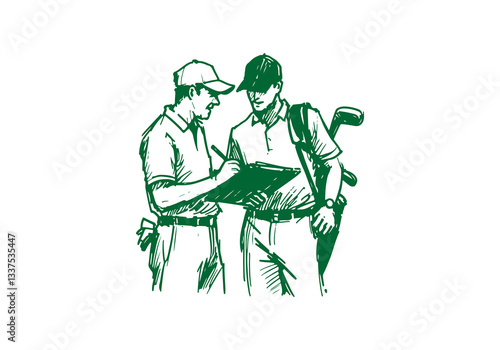 Golf Player hand drawn sketch vector illustration