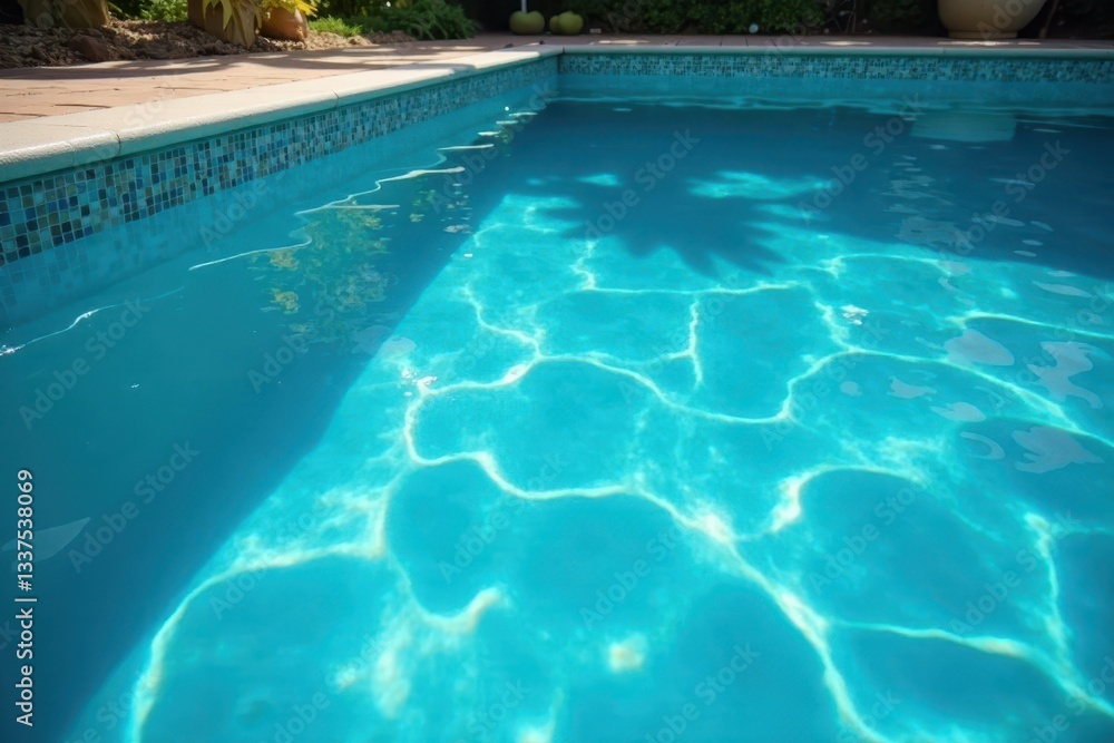 Obraz premium Vibrant azure pool water, subtle underwater reflections , background, holiday, swimming