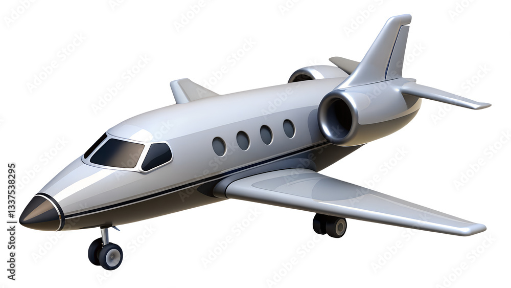 A glossy private jet with visible engines and landing gear against a black isolated backgroundisolated on transparent background A glossy private jet with visible engines and landing gear against a black isolated backgroundisolated on transparent background
