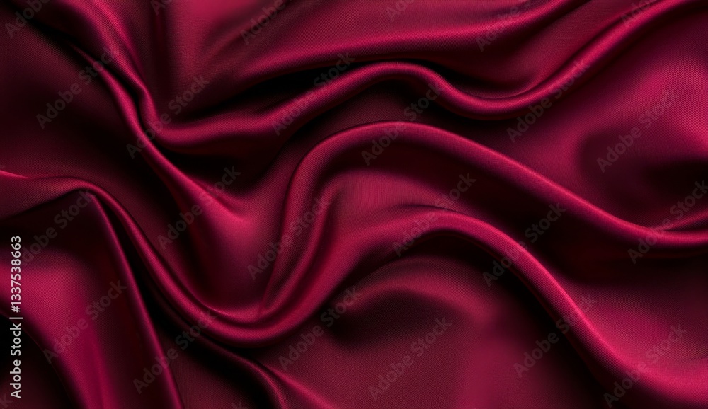 Obraz premium Luxurious deep burgundy satin fabric drapes in elegant folds