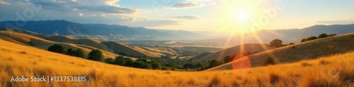 Sun-drenched Boise foothills, expansive vista,  Idaho,  travel