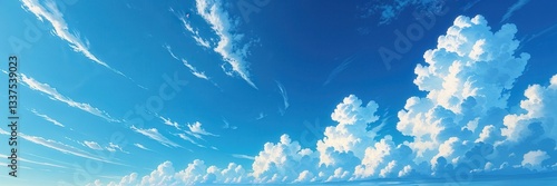 Sweeping vista of billowing clouds against a crisp, blue sky, offering a sense of expansive freedom