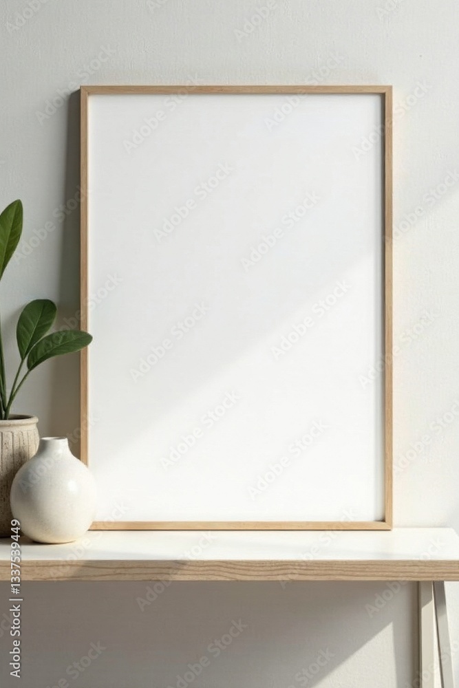 Blank white canvas in sleek frame, ready for design , frame, painting Blank white canvas in sleek frame, ready for design , frame, painting