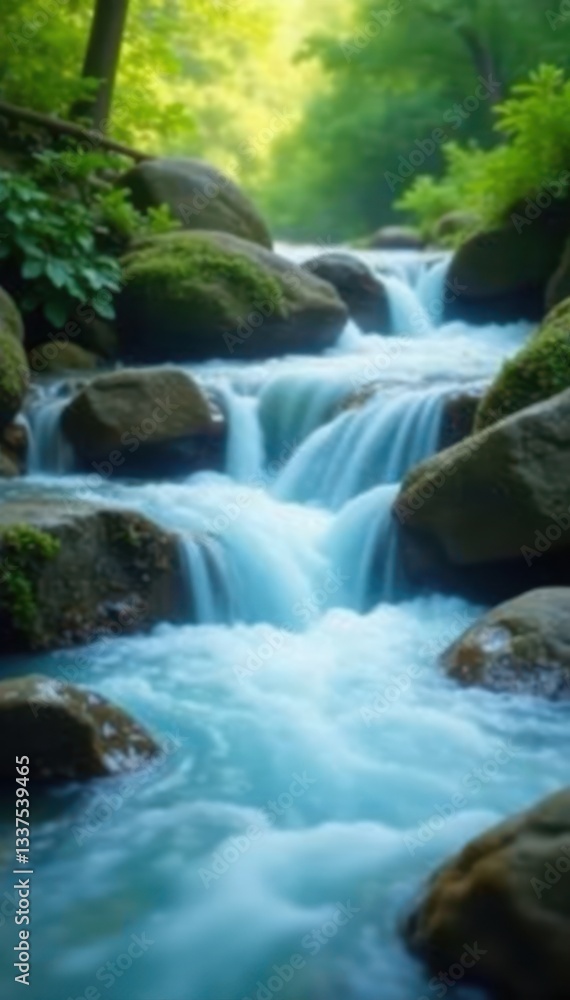 Blurred water cascades, creating a dreamy milky effect , art, serene Blurred water cascades, creating a dreamy milky effect , art, serene
