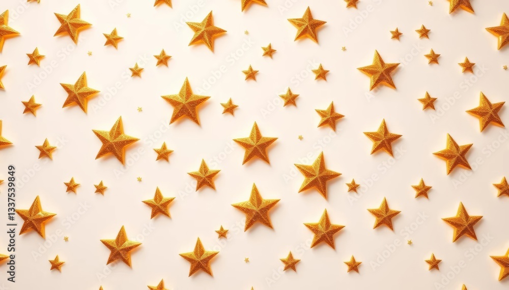 Gleaming gold stars seamlessly repeat on crisp white background, wrapping, illustration Gleaming gold stars seamlessly repeat on crisp white background, wrapping, illustration