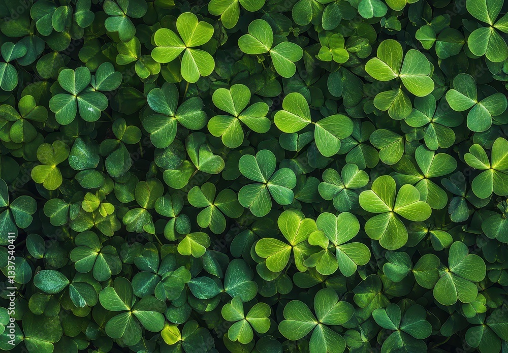 Vibrant green clover leaves creating a lush natural pattern. Vibrant green clover leaves creating a lush natural pattern.