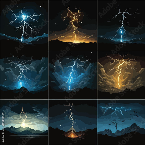 Dramatic Lightning Thunderbolt Strikes During Storm
