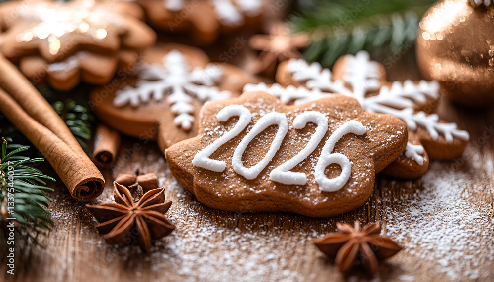 Gingerbread Cookies and Spices Celebrate Christmas 2026 on Wooden Tray: Concept of Holiday Baking, Festive Season, Culinary Art, and Family Traditions. New Year Gingerbread Cookies and Spices Celebrate Christmas 2026 on Wooden Tray: Concept of Holiday Baking, Festive Season, Culinary Art, and Family Traditions. New Year