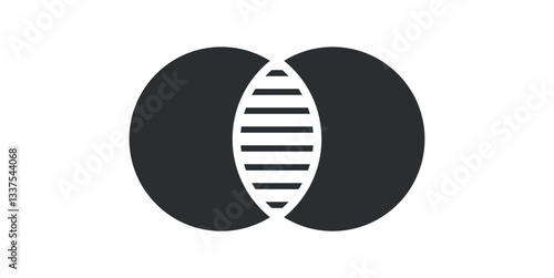Overlapping circles. Intersection of two sets in set theory.
