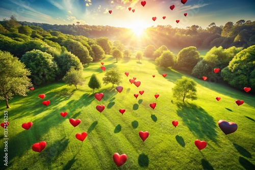 Aerial Valentine's Day Heart Background: Drone Photography of Romantic Love Scene