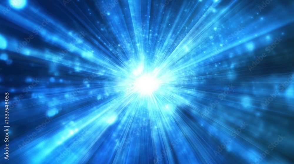Abstract depiction of brilliant energy exploding into space with beams Abstract depiction of brilliant energy exploding into space with beams