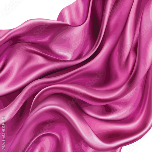 Luxurious Magenta Pink Satin Fabric Draping with Smooth Flow, Elegance in Textile Design