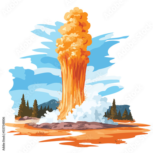 Majestic Yellowstone Geyser Eruption - Stunning Nature Landscape