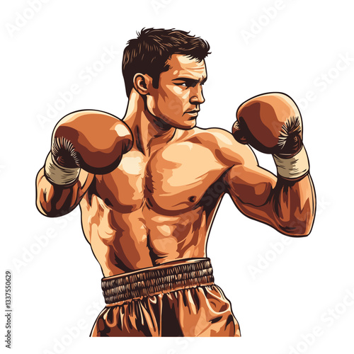 Professional Boxing Athlete Vector Design for Sports Promotion