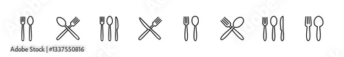 spoon and fork icon set. spoon, fork and knife icon vector. restaurant icon
