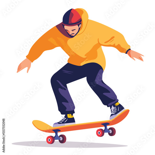 Dynamic Man Playing Skateboard Vector Illustration