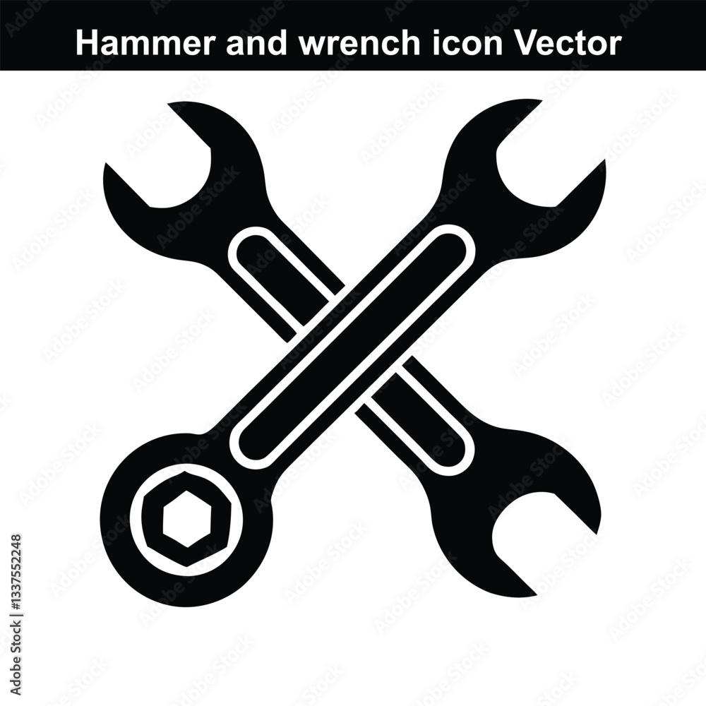 Crossed Wrenches: A minimalist graphic showcases crossed wrenches, symbols of repair and construction, rendered in a sleek black design, perfect for illustrating tools and engineering concepts. Crossed Wrenches: A minimalist graphic showcases crossed wrenches, symbols of repair and construction, rendered in a sleek black design, perfect for illustrating tools and engineering concepts.