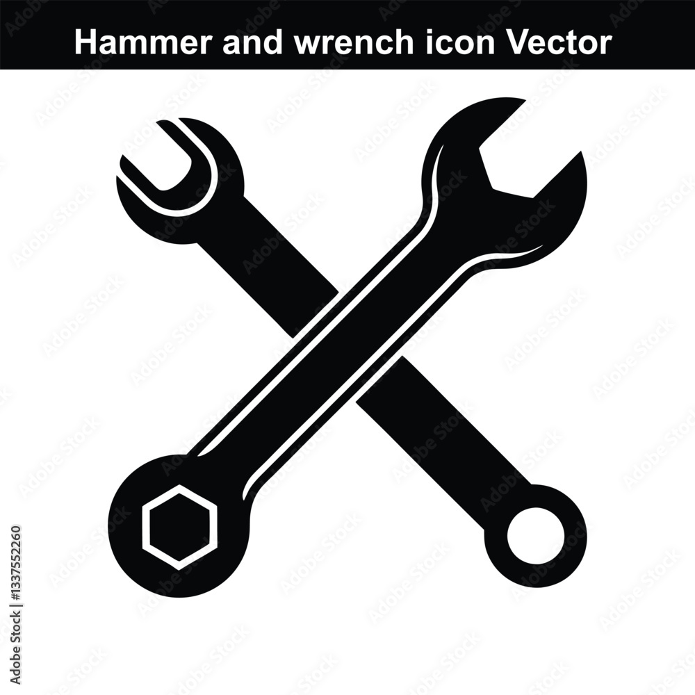 Precision Tools: Crossed wrench silhouette, a symbol of the trade, embodying power, control, and repair Precision Tools: Crossed wrench silhouette, a symbol of the trade, embodying power, control, and repair