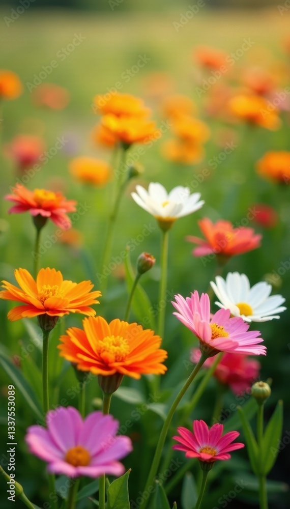 Close-up of colorful summer blossoms in MA field, flora, vibrant, floral details Close-up of colorful summer blossoms in MA field, flora, vibrant, floral details